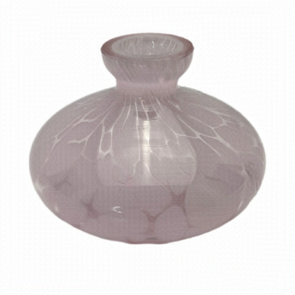 Hand Blown Art Glass Bulbous Pink Speckled Small Vase - Picture 1 of 9